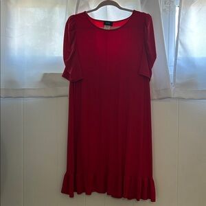 New without Tags MSK Red Dress with Ruched Puff Sleeves. Size XL